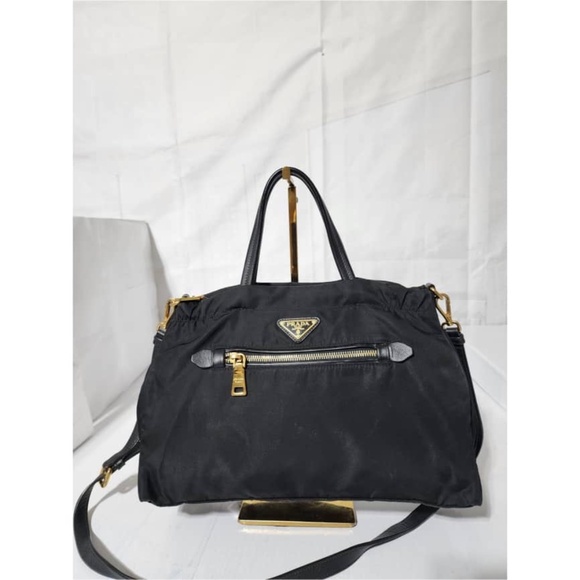 Authentic Prada Tessuto Nylon Saffiano Shopping Tote Black - Picture 1 of 13